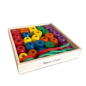Melissa & Doug Primary Lacing Beads - Educational Toy 26 Wooden Beads & 2 Laces
